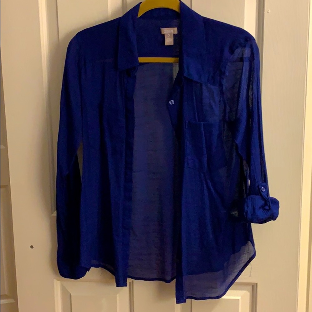 Rich Blue Chico’s Button Up Top